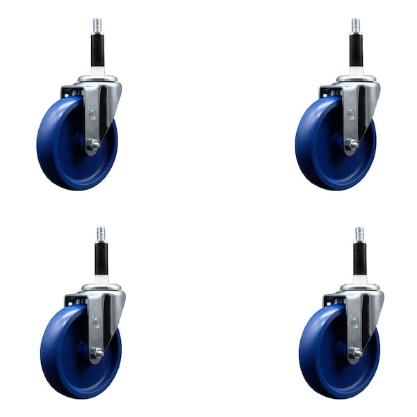 Service Caster 5'' Solid Poly Wheel Swivel 7/8'' Expanding Stem Caster Set, 4PK SCC-EX20S514-SPUS-78-4 - main
